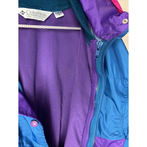 COLUMBIA Women's Large Teal Purple Colorblock Full Zip Jacket Lined Radial Sleev - Picture 6 of 10
